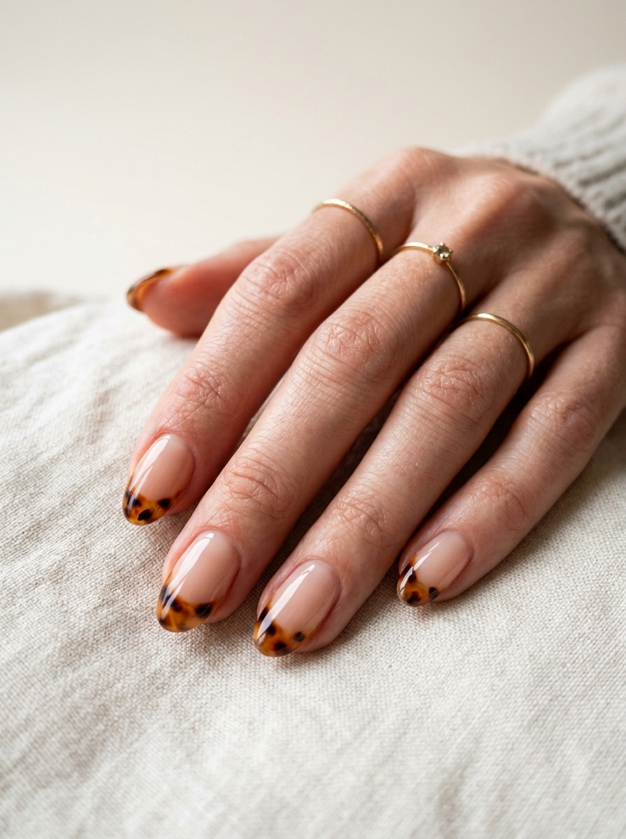 Tortoise Brown French Nails als Brown French Nägel Inspiration 2026